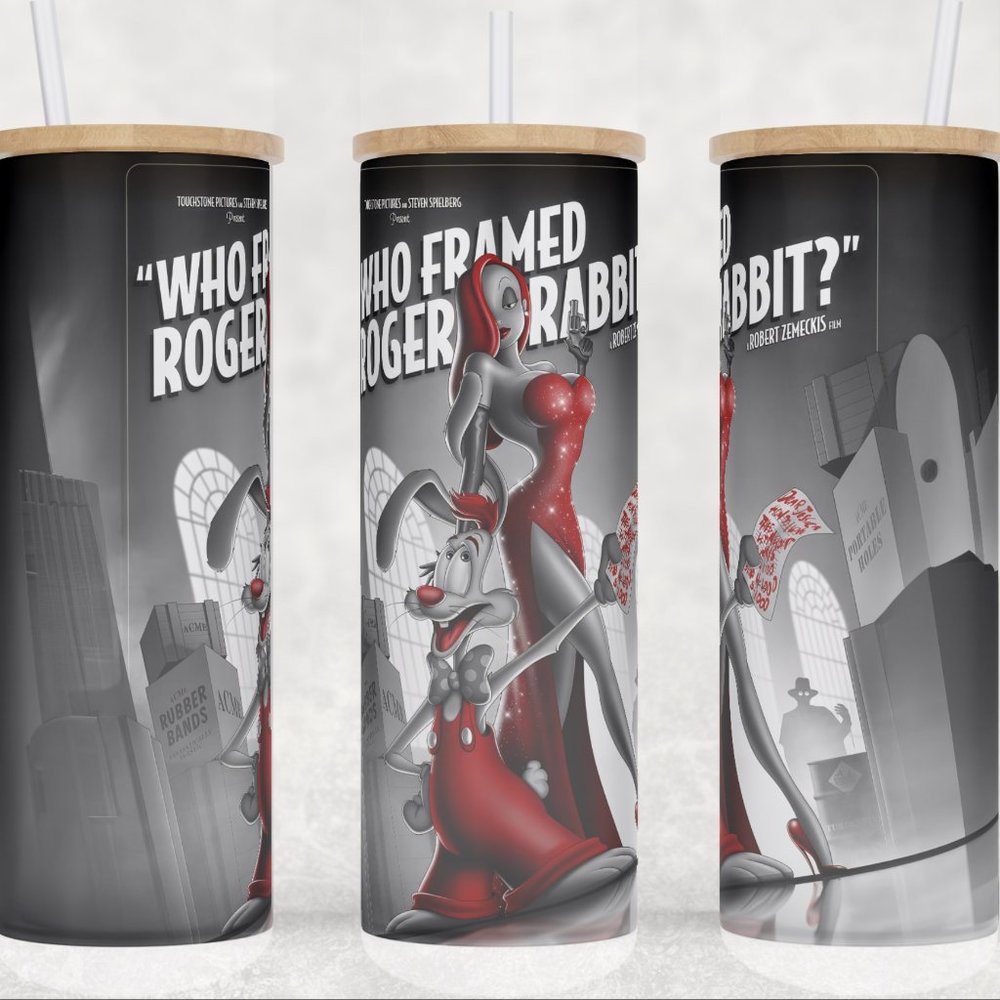 Frosted Glass Who Framed Roger Rabbit and Jessica Rabbit Cup Mug Tumbler 25oz